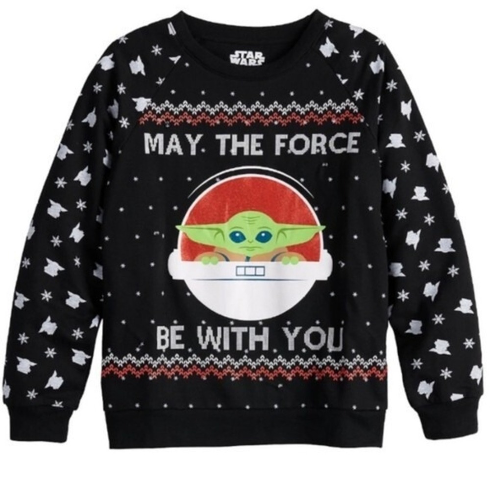 New Star Wars Light Up Sweater M Baby Yoda May The Force Be With You Disneyland